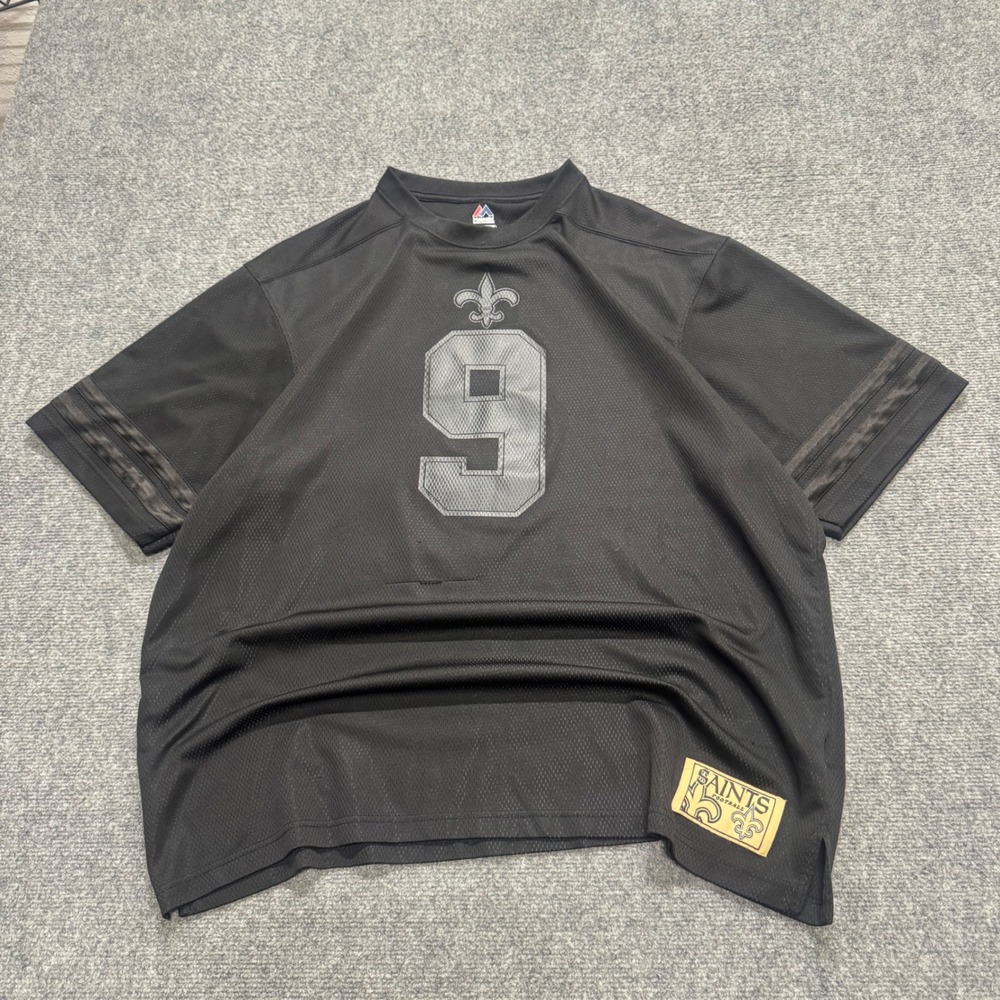 VTG Drew Brees Jersey Men's XXL Black Majestics New Orleans Saints 90s All Black